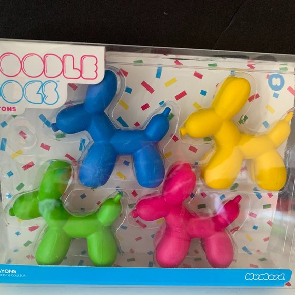 LOT OF 2 Mustard DOODLE DOGS CRAYONS SET 4 Balloon Dogs COLORS NEW IN BOX - Picture 2 of 6